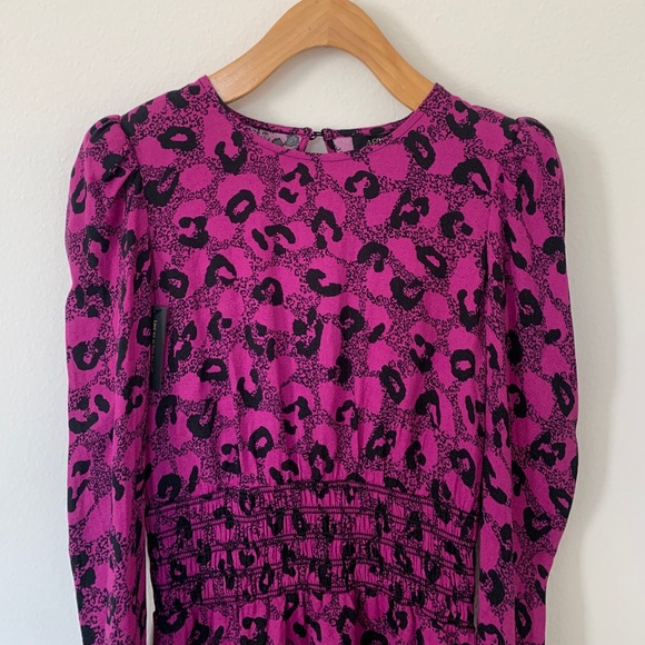 NWT AFRM Violaine Cheetah Smocked Mini Dress - Picture 7 of 16